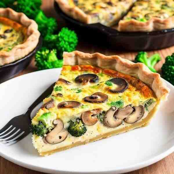 Киш с курицей грибами и брокколи